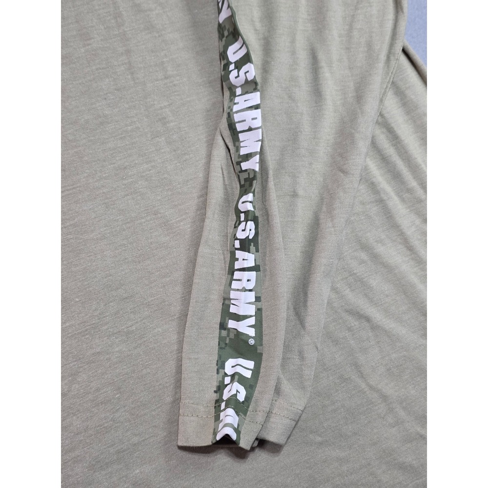 US Army Mens 2XL Tan Lightweight Hoodie Long Sleeve Camo Tape Logo Shirt NWT - Picture 4 of 7